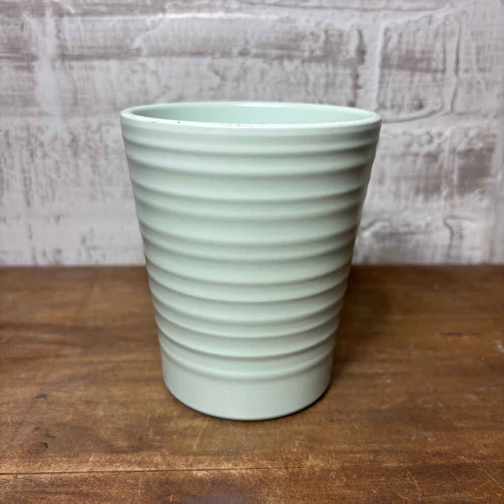 Vintage Mint Green Ribbed German Ceramic Pot made in Germany